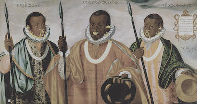 1599 painting of the Mulatto Gentlemen of Esmeraldas depicting an Afro-Indian leader of Esmeraldas in what is modern-day Ecuador.