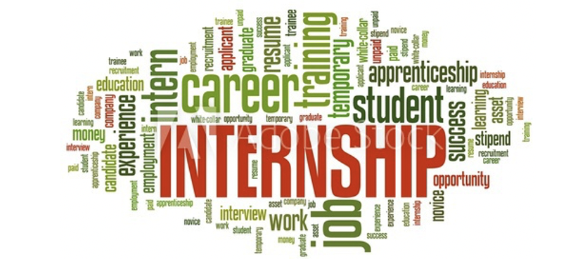 Word Cloud Image featuring the benefits of internships
