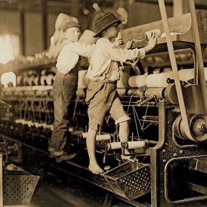Old photograph of two children workers