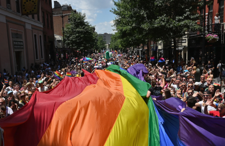 Rainbow flag at a Pride parade