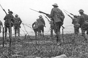 Photographic image of British soldiers in action on the Western Front