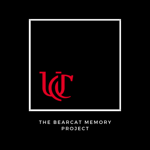 logo for bearcat memory project. black square with white writing